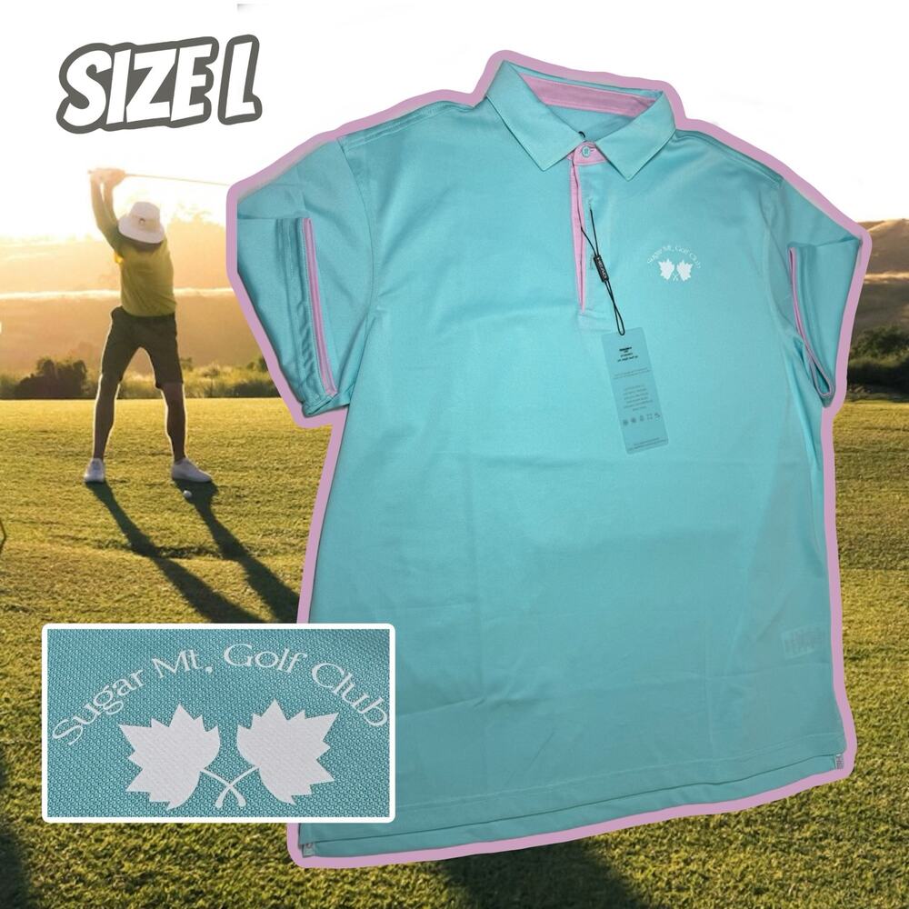 Head Golf Polo Size Large Blue Pink Sugar Mountain Golf Club Logo NWT